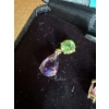 Image 2 : Yellow Gold 10K Stamped Earrings, Purple & Green Stones, Weighs 1.40g 
