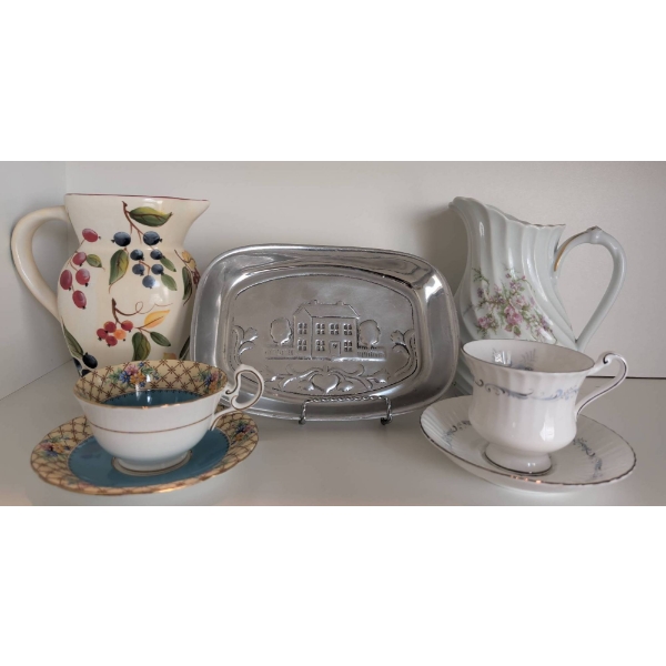 Decorative Tea Sets, Pitchers, and Embossed Tray
