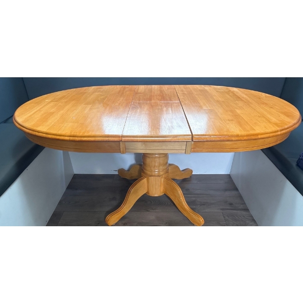 Solid Wood Oak Finished Pedestal Dining Table (No Chairs)