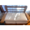 Image 2 : Mid Century 2-Seater Solid Oak w/Fabric Cushions & Backing  Great Condition