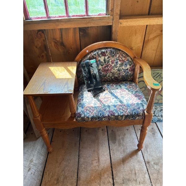 Telephone Bench With Rotary Black Phone