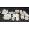 Image 1 : Royal Albert "Petit Point" Pattern Teaset: Teapot, Teacups, Plates, Cream & Sugar, Serving Dishes