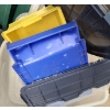 Image 2 : Assorted Utility Storage Bins and Lids- Largest Clear Bin/ Front of Photo: 27 W, 20 D, 18 T 