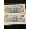 Image 2 : Canadian coloured 5$ banknote 1972 has serial number on the front 1979 has serial number on the back