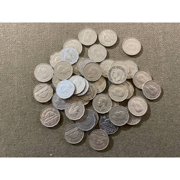 Canadian 5-Cent Coins Featuring George VI and Beaver Design