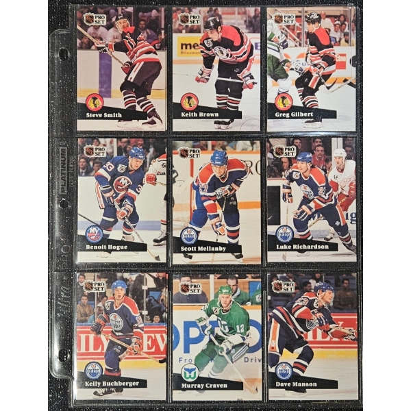 A Collection of 1991-92 Pro Set Series 2 Hockey Cards Feat Edmonton Oilers Team