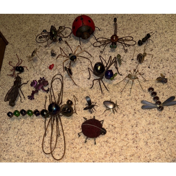 Collection Of Handcrafted Metal Insect Sculptures- "Okimono Bugs" Bring Good Luck!
