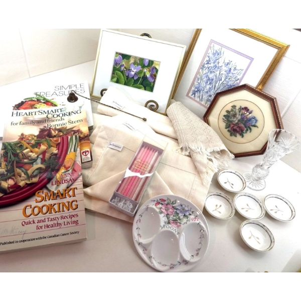 Collection Of Vintage Kitchen Accessories - Cross Stitch Deviled Egg Plate Cook Books & More