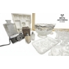 Image 2 : various pieces of pressed or cut glassware, including bowls, trays, drinking glasses, a decanter,  