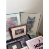Image 7 : Framed Cat Art and Clock
