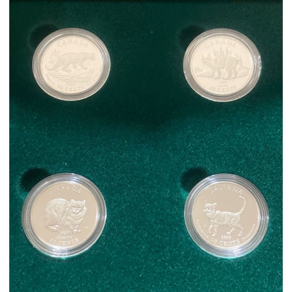 1999 Cats of Canada 50 Cent Coin Set 92.5% Silver 37.2 Grams