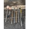 Image 1 : 8 Mixed Garden Tools Including Shovels, Rakes, and Hoe