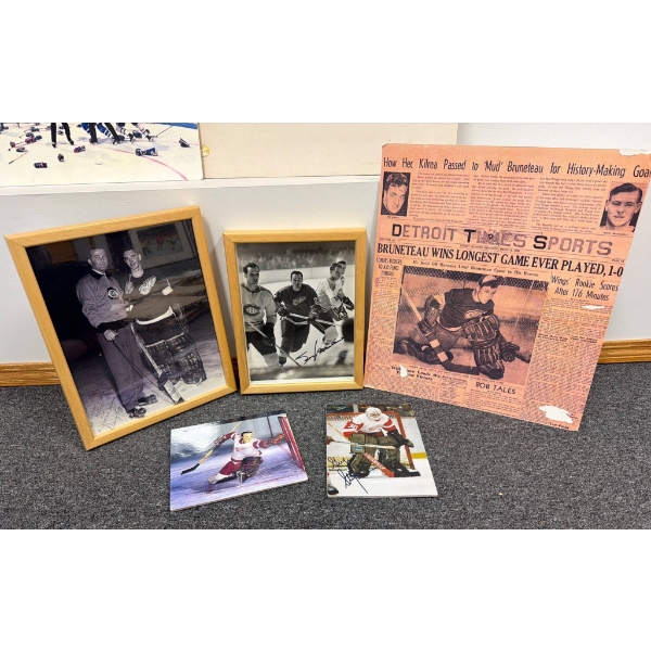 Framed Hockey Photos and Autographed Items Made Out to Brian McFarlane