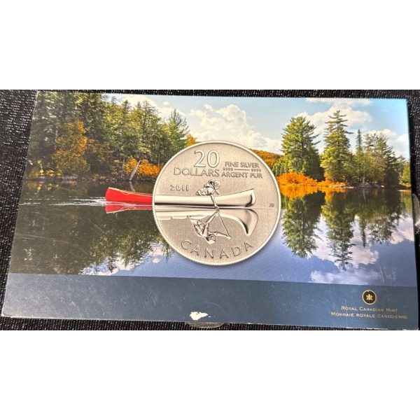 2011 Canadian $20 Canoe Fine Silver Commemorative Coin