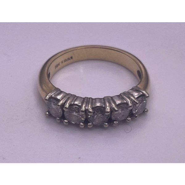 One Lady's Five Diamond Ring 14K YG; Ring Weighs 4.3g 