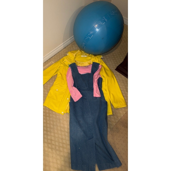 Ladies Rain Jacket w/ Denim Dress & Excersize Ball Size M-L