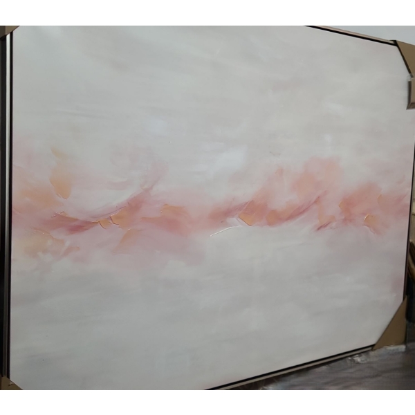 Huge Abstract Peach & Ivory Framed  Painting 36 w 48 h