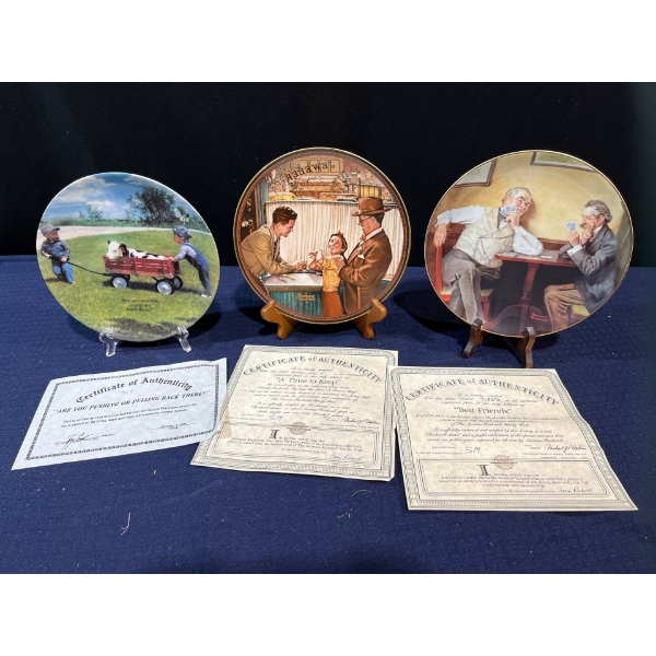 Set of Three Collectors Plates with original boxes and COA