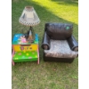 Image 1 : Kids Camo Chair L18 W18 H16 With Lamp & Dora Stool 