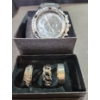 Image 1 : Mens Chronograph-Style Zhowe Watch with Rubber Strap and Metal Ring Set