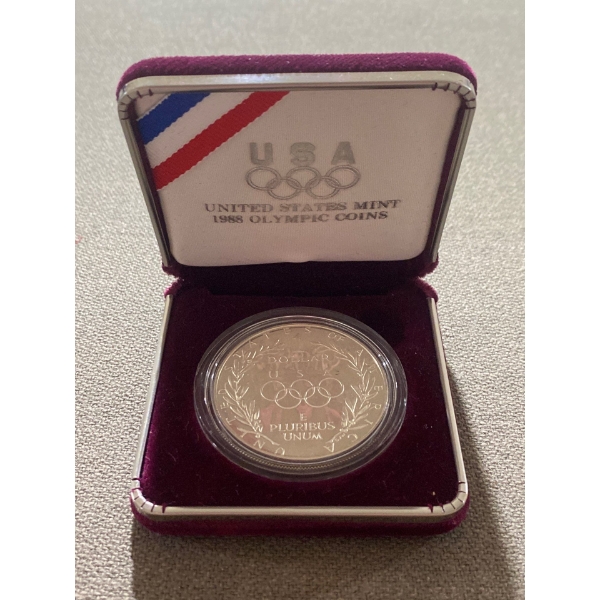  1988 United States Mint Olympic Proof Silver Dollar 90% Silver