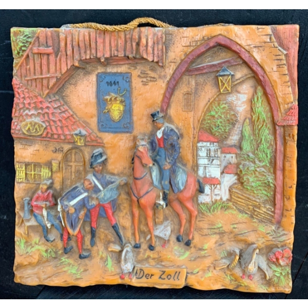 Antique Wax Art Piece 'Der Zoll' - 12W, 11T