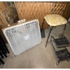 Image 1 : Vintage Folding Chair & Square Fan + Antique Wooden Baby Gate