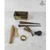 Image 1 :  Collection Of Antique Brass And Wood Tools , Antique Surveyor’s Cross with Compass.