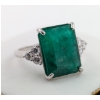 Image 2 : 7.5 ct Certified Silver Emerald Gemstone Ring ($6,750 Appraisal) Size 8 1/4