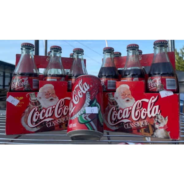 2 Sixers Of Vintage Coca Cola Soft Drink In Glass Vessels w/ Solo Can