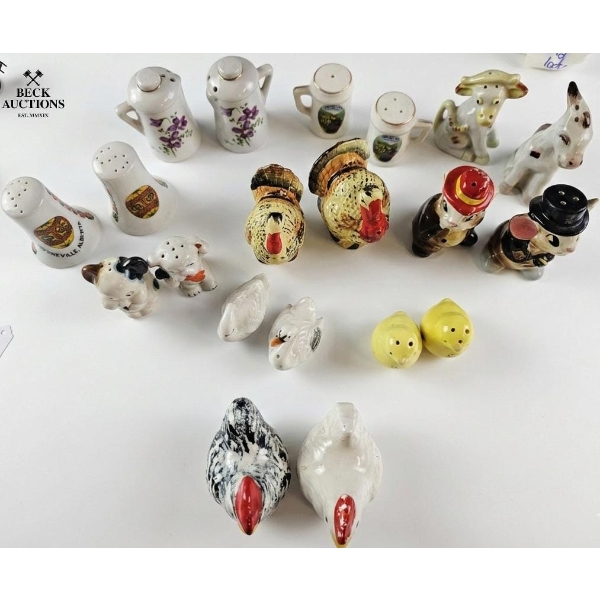 Different Porcelain figurals Salt And Pepper Shakers.