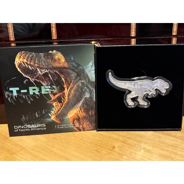 2 oz. Pure Silver Coin - Dinosaurs of North America - Tyrannosaurus rex