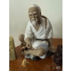 Image 2 : Oriental Decor - Stoneware (26) Fisherman (7T), Asian Stone Name Stamps (2), Green Onyx  Pyramid