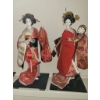 Image 4 : Four Japanese Geisha Figurines in Traditional Silk Kimonos