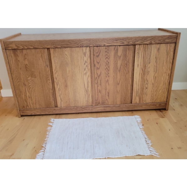 Oak Console Table w/ Contents 56x18x26
