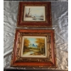 Image 2 : Wooden Ornate Carved Framed Original Signed Paintings x2 -(Measurements in Pics)