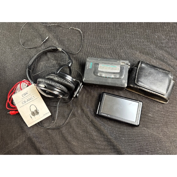 Garmin GPS Console w/ Mini Cassette Recorder & DJ Head Set