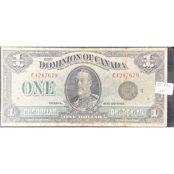 1923 Dominion of Canada One Dollar Canadian Bill
