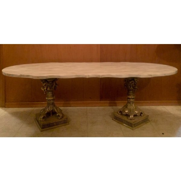 Marble & Solid Brass Coffee Table 16x49