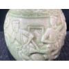 Image 2 : Thai or Siam Green Celadon Carved Vase with Figures 6.5" T ( Slight Damage)
