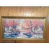 Image 1 : Framed Landscape Print by Robert Doares with Gold-Tone Ornate Frame
