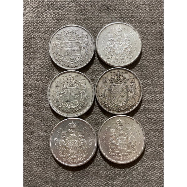 Canadian 50-cent Pieces 11.66 g Silver (.800)