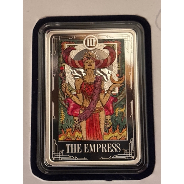 2021 CARDS – THE EMPRESS –  1 OZ FINE SILVER PROOF COLOURED COIN – NIUE – NZ MINT