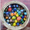 Image 3 : Tins Full of Marbles, Screw Jack, Small Apothecary Bottles (No Lids)