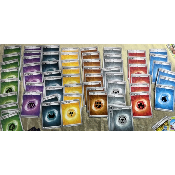 Comprehensive Collection of Pokemon Trading Cards, Including Dedenne EX and Energy Cards