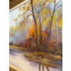 Image 3 : Rose Leonard Autumn Oil on Board Painting  w/ Wood Trim - 32x26