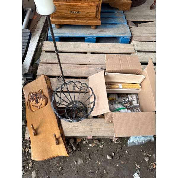 Candles, candle holders, coat rack