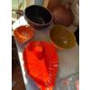 Image 1 : Natural Wood Hand Made Jug & 2 Leaf Serving Trays With Ceramic Mixing Bowls 