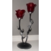 Image 3 : Rose Heart Shaped Wreath w/ Decorative Vase & Rosebud Candle Holders 18T