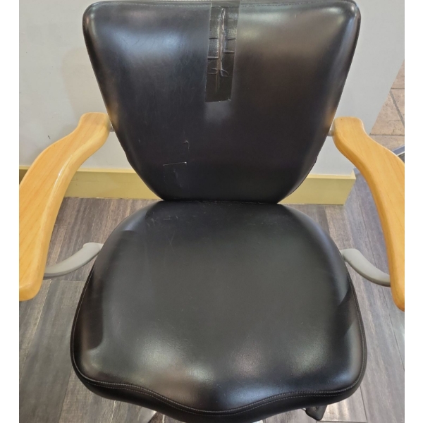 Orbit Hydraulic Salon Styling Chair 6 - Genuine Leather w/ Brushed Nickel - 22x24x37